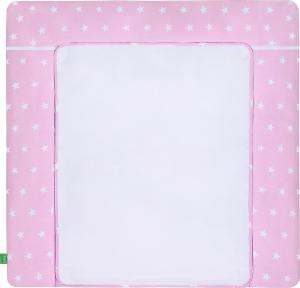 LULANDO Wickelauflage mit 2 abnehmbaren und wasserundurchlässigen Bezügen. 76 x 76 cm. Oberstoff 100% Baumwolle. Passend u. a. für die Kommode IKEA Malm, Farbe:White Stars/Pink