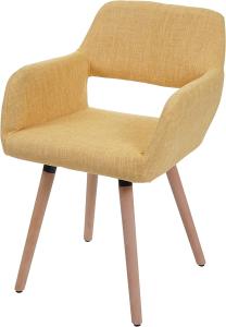 Esszimmerstuhl HWC-A50 II, Stuhl Küchenstuhl, Retro 50er Jahre Design ~ Textil, gelb, helle Beine