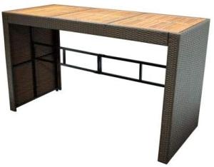 Großer Bartisch Tisch CORTINA Polyrattan/Akazie 185x80x110cm