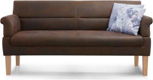 Cavadore 3-Sitzer Sofa Kira mit Federkern / Sitzbank für Küche, Esszimmer / Inkl. Armteilfunktion / 189 x 94 x 81 / Antiklederoptik braun