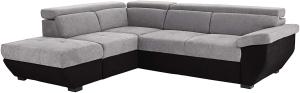 Mivano Ecksofa Speedway / Moderne Couch in L-Form mit verstellbaren Kopfstützen und Ottomane / 262 x 79 x 224 / Zweifarbiger Bezug, argent/black