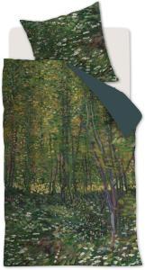 beddinghouse Satin Bettwäsche van Gogh Trees, Größe 155x220/80x80 cm, green