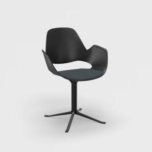 Stuhl mit Armlehne FALK schwarz Kolumne Pulverbeschichteter schwarzer Stahl Sitzpolster dunkelgrau