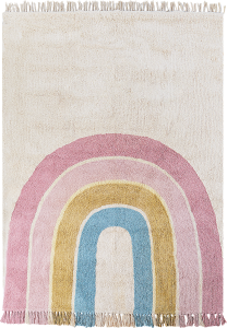 Kinderteppich Baumwolle beige mehrfarbig 140 x 200 cm Regenbogenmuster Kurzflor TATARLI