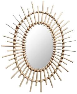 Spiegel oval 45 x 59 cm Holz natur