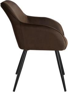 8er Set Stuhl Marilyn Stoff, schwarze Stuhlbeine - dunkelbraun/schwarz