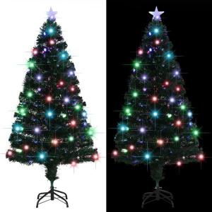 vidaXL Künstlicher Weihnachtsbaum mit Ständer/LED 150 cm Fiberoptik, Mit Beleuchtung [284301]