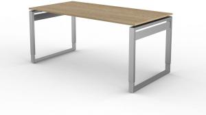Schreibtisch, O-Fuß, 160x80cm, Eiche / Silber