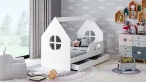 Sämann® Hausbett weiß, mit Fenster, Schublade und Matratze 70 x 140 cm