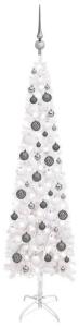 vidaXL Schlanker Weihnachtsbaum mit LEDs & Kugeln Weiß 120 cm, Mit Beleuchtung [3078101]