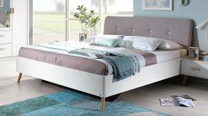 Bett Kolding Doppelbett für Schlafzimmer weiß Coimbra Esche massiv 180