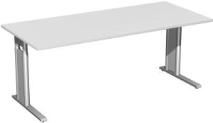 Schreibtisch 'C Fuß Pro' höhenverstellbar, 180x80cm, Lichtgrau / Silber