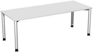 Schreibtisch '4 Fuß Flex' 200x80cm Lichtgrau / Silber