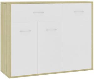 vidaXL Sideboard Weiß und Sonoma-Eiche 88×30×70 cm Spanplatte