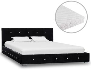 Bett mit Matratze Schwarz Samt 120 x 200 cm