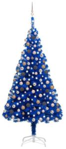 Künstlicher Weihnachtsbaum mit LEDs & Kugeln Blau 210cm PVC