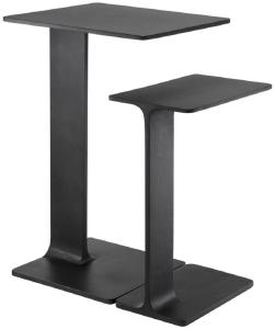 Casa Padrino Luxus Beistelltisch Set Schwarz - 2 Tische aus hochwertigem Aluminium - Wohnzimmer Möbel - Luxus Qualität