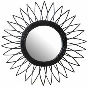 Spiegel rund Sonnenblume 50 cm Holz schwarz