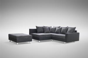 Modernes Sofa Couch Ecksofa Eckcouch in schwarz Eckcouch mit Hocker - Minsk L