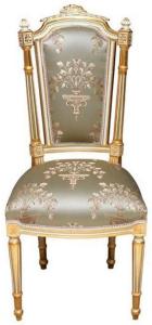 Casa Padrino Barock Esszimmerstuhl Silber / Weiß / Gold - Handgefertigter Antik Stil Stuhl - Esszimmer Möbel im Barockstil
