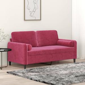 vidaXL 2-Sitzer-Sofa mit Zierkissen Weinrot 140 cm Samt