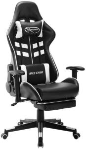 vidaXL Gaming-Stuhl mit Fußstütze Schwarz und Weiß Kunstleder [20515]
