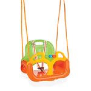 Pilsan Babyschaukel 3 in 1 Samba Swing 06129 mit abnehmbarem Bügel, Rückenlehne orange braun
