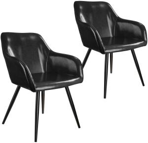 2er Set Stuhl Marilyn Kunstleder, schwarze Stuhlbeine - schwarz