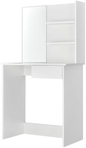 Juskys 'Jenna' Schminktisch mit Spiegel, Schublade & 2 Ablagefächern, weiß, 75 x 40 x 135 cm
