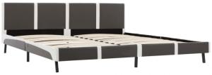 vidaXL Bett mit Matratze Grau und Weiß Kunstleder 160 x 200 cm