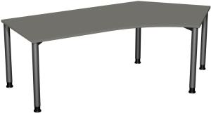 Schreibtisch 135° '4 Fuß Flex' rechts, höhenverstellbar, 216x113cm, Graphit / Anthrazit