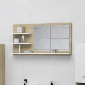 vidaXL Badspiegel Weiß und Sonoma-Eiche 90x10,5x45 cm Spanplatte