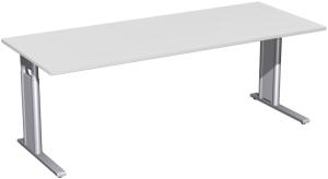 Schreibtisch 'C Fuß Pro' höhenverstellbar, 200x80cm, Lichtgrau / Silber