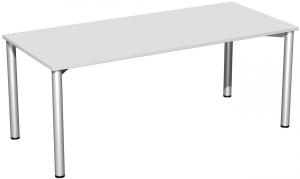 Schreibtisch, 180x80cm, Lichtgrau / Silber