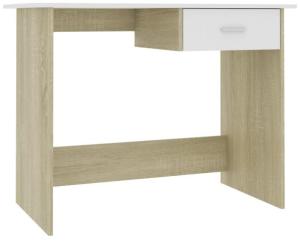 Schreibtisch, Spanplatte Weiß/ Sonoma-Eiche, 100 x 50 x 76 cm