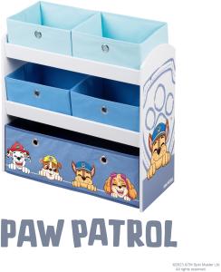 roba 'Paw Patrol' Spielregal mit 5 Boxen, Holz weiß / grau, 63,5 x 29,5 x 67,0 cm