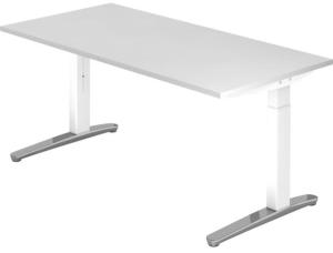 'XB16' Schreibtisch, C-Fuß, poliert, 160x80cm, Weiß / Weiß