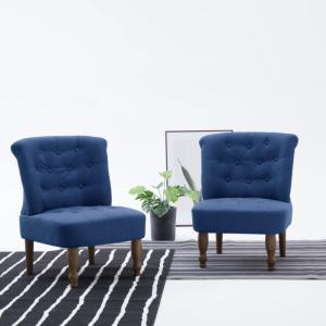 vidaXL Französische Stühle 2 Stk. Blau Stoff