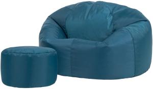 Bean Bag Bazaar Klassischer Sitzsack mit Hocker, Blaugrün, Sitzsack für Erwachsene Groß, Sitzsack mit Füllung, Indoor Outdoor Sitzkissen Wasserabweisend