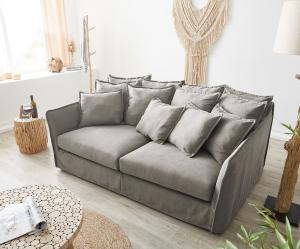 Hussensofa Ayla 208x139 cm Beige mit Kissen Couch