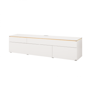 Merano Lowboard | Lack weiß 3696 9110 LED Beleuchtung für Abdeckblatt, B 240 cm, 24,5 Watt 9402 - TV-Vorbereitung inkl. Kabeldurchlass