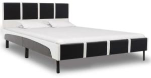vidaXL Bett mit Matratze Schwarz und Weiß Kunstleder 120 × 200 cm