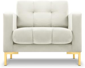 Micadoni Samtstoff Sessel Mamaia | Bezug Light Beige | Beinfarbe Gold Metal