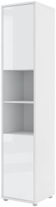 MEBLINI Schrank für Schrankbett Bed Concept - Hochschrank mit Ablagen und Fächern - Nachttisch - BC-08 - Weiß Hochglanz/Weiß