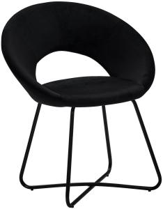 Esszimmerstuhl, Polsterstuhl 'LENNY' Design-Sessel Samt schwarz Metallbeine schwarz