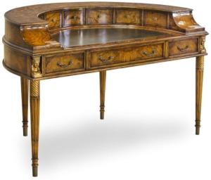 Casa Padrino Luxus Jugendstil Mahagoni Schreibtisch mit 10 Schubladen Braun / Antik Gold 145 x 80 x H. 90 cm - Luxus Qualität