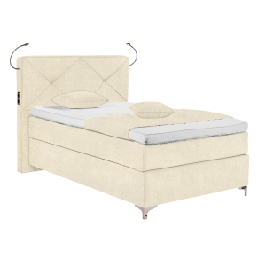 Dubai Boxspringbett | Stoff D031 beige Grobstruktur 100 x 200 cm Typ D H3 Nein Nein