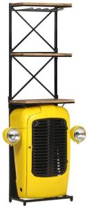 Traktor-Weinschrank Gelb 49x31x172 cm Mango Massivholz