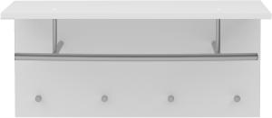 FMD Möbel - SPOT - Wandgarderobe mit Kleiderstange und 4 Haken - melaminharzbeschichtete Spanplatte - weiß - 72 x 34,5 x 29,3cm
