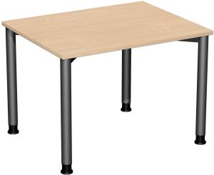 Schreibtisch '4 Fuß Flex' höhenverstellbar, 100x80cm, Buche / Anthrazit